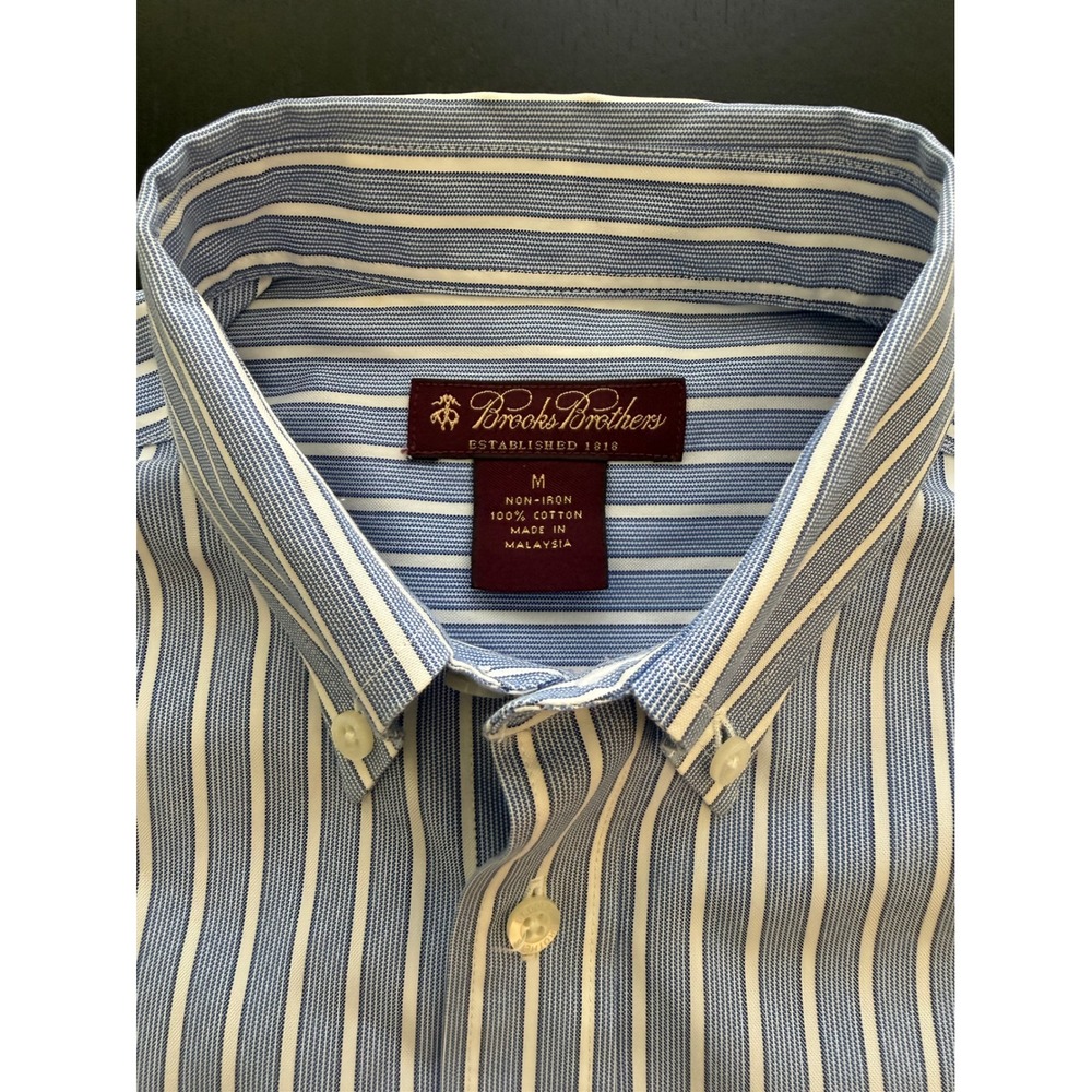 Brooks Brothers Boys Striped Oxford Shirt Size M (10-12) Blue/White Non-Iron